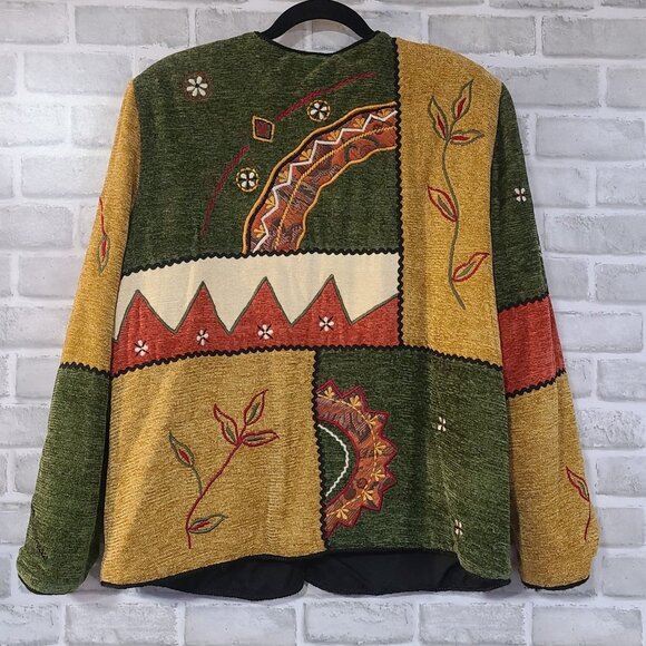 Vintage Daniel K New York USA Sweater Jacket Abstract Granny Art to Wear Large - Picture 2 of 11